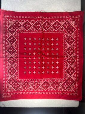 Vtg 1950s Fast Color Bandana Elephant Trunk Up Red Polka Dot Paisley Work Wear